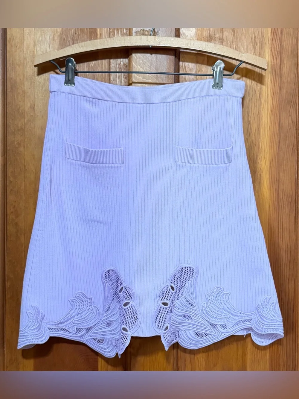 Self-Portrait~Lilac Lace Knit Mini Skirt w/Scallop-Hem~Size Medium~$320~